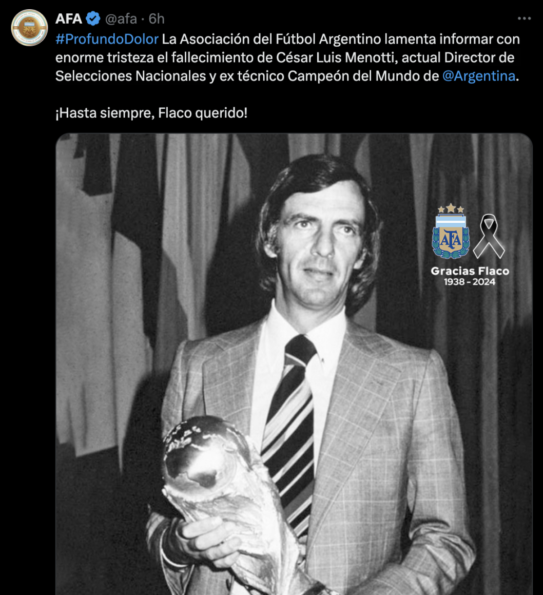 Falleció César Luis Menotti, DT campeón con Argentina en 1978