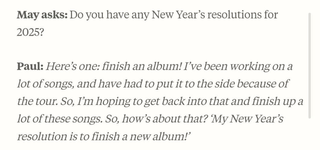 Paul McCartney prepara disco para el 2025