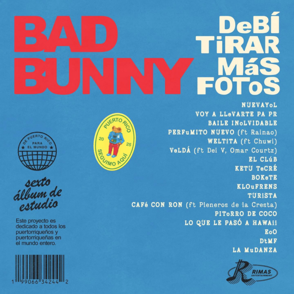 Bad Bunny revela el tracklist de "Debí Tirar más Fotos"