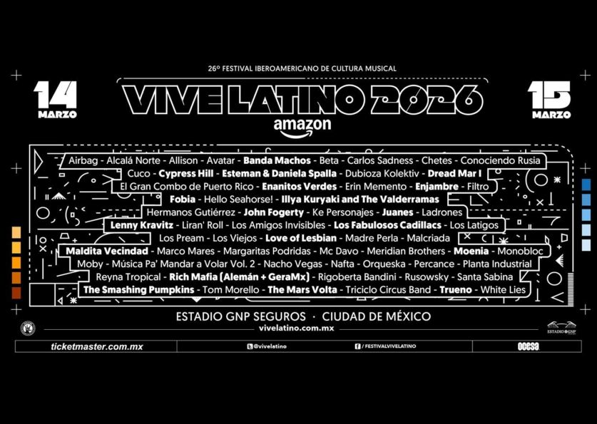 The Smashing Pumpkins, Fobia y Lenny Kravitz llegarán al Vive Latino 2026